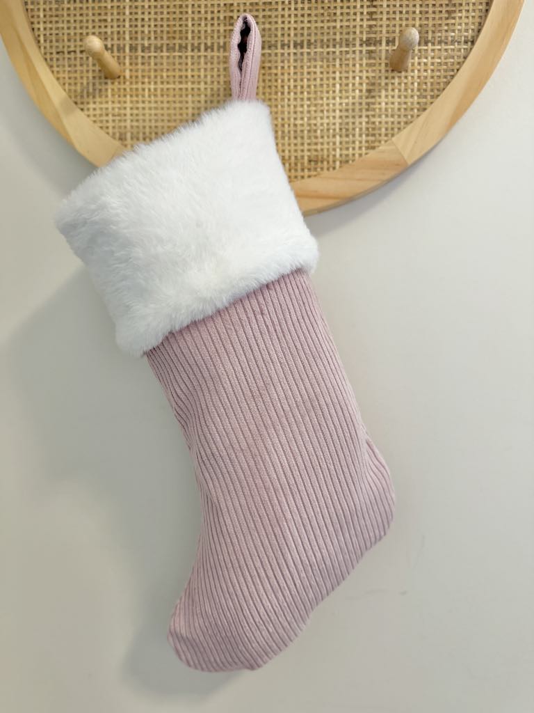 Luxury Corduroy Christmas Stocking - Dusty Mauve