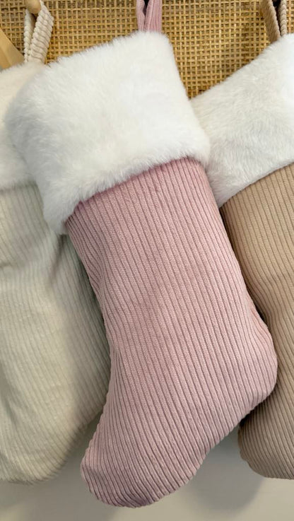 Luxury Corduroy Christmas Stocking - Dusty Mauve