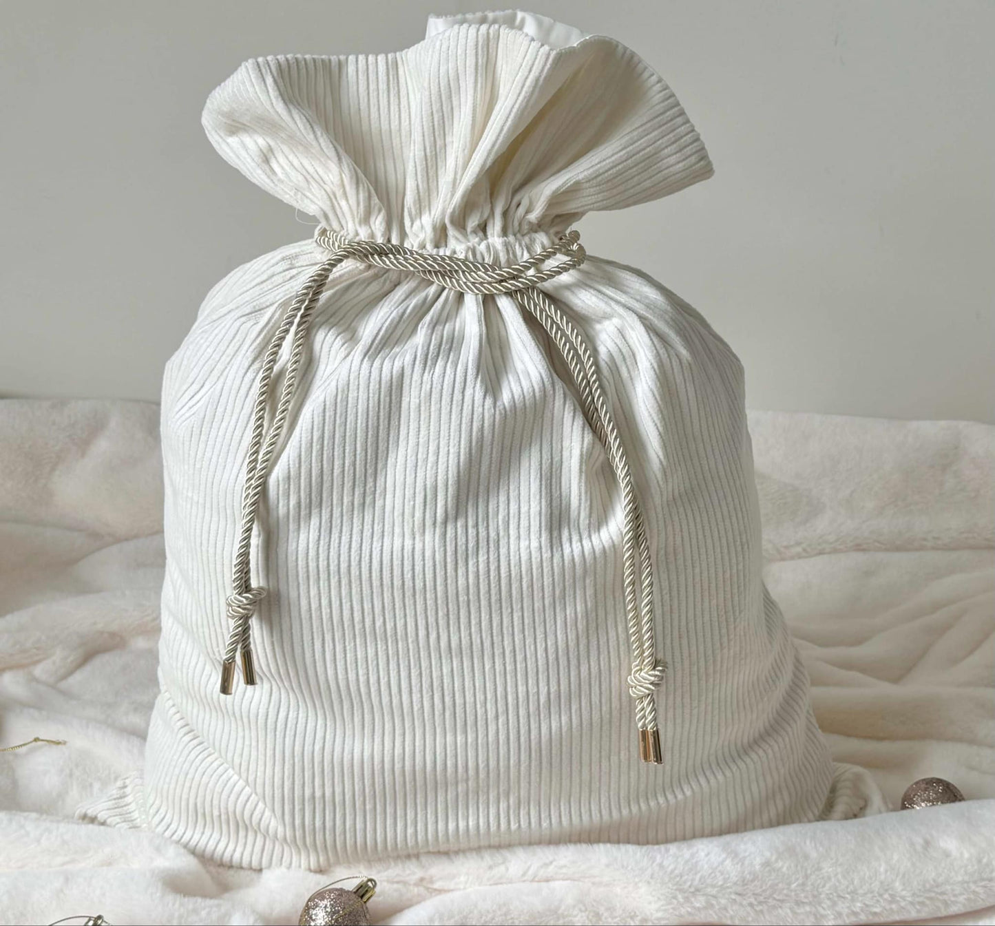 Luxury Corduroy Santa Sack - Creamy White