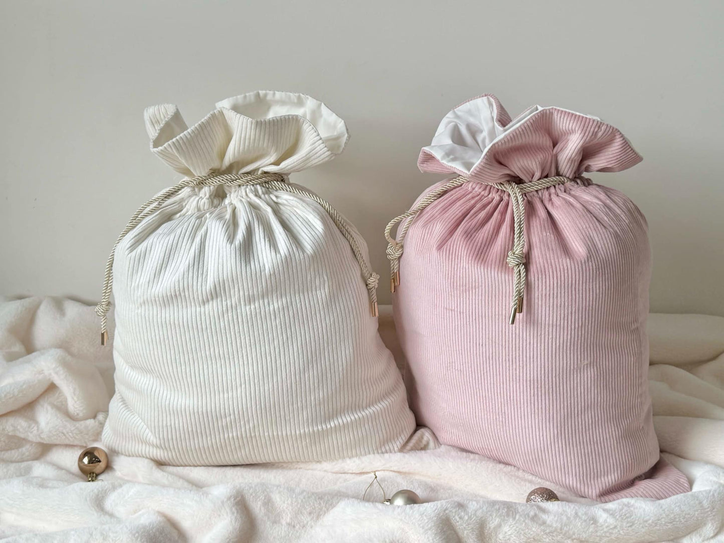 Luxury Corduroy Santa Sack - Creamy White