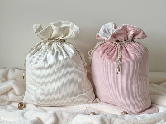 Luxury Corduroy Santa Sack - Creamy White