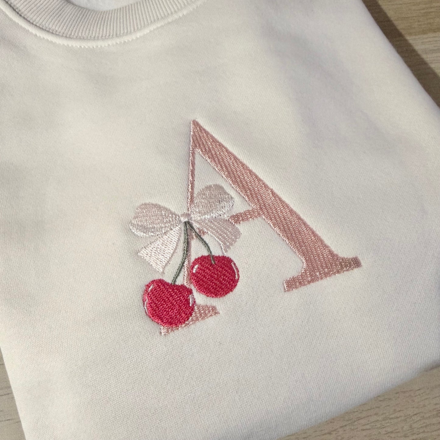 Cherry Monogram Embroidered Sweater - Youth