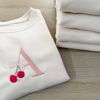 Cherry Monogram Embroidered Sweater - Youth