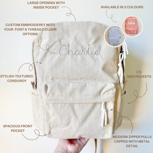 Corduroy Backpack - Blue