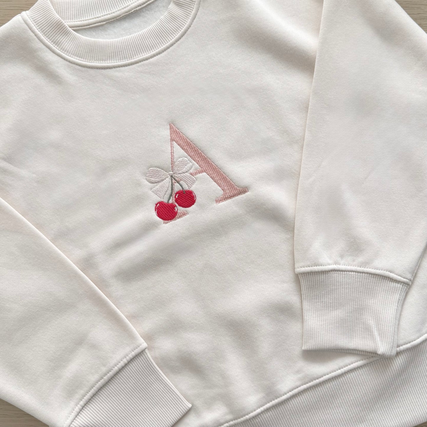 Cherry Monogram Embroidered Sweater - Youth