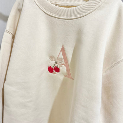Cherry Monogram Embroidered Sweater - Youth