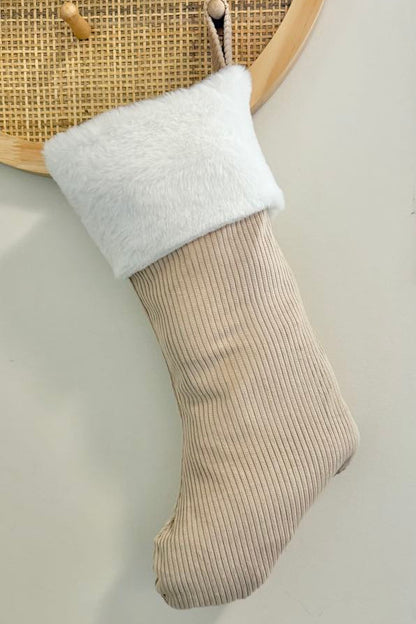 Luxury Corduroy Christmas Stocking - Natural Beige