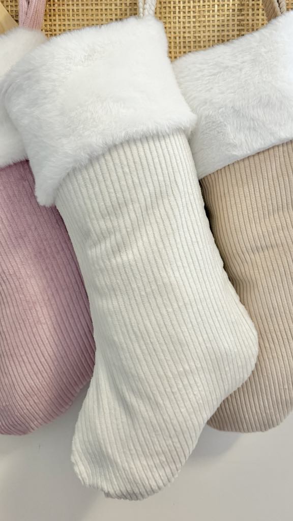 Luxury Corduroy Christmas Stocking - Creamy White