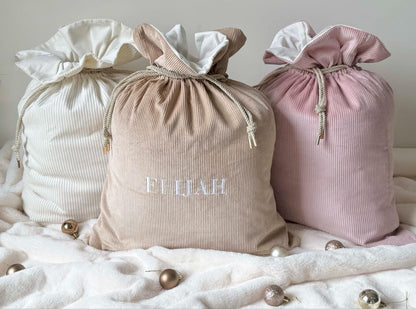 Luxury Corduroy Santa Sack - Natural Beige