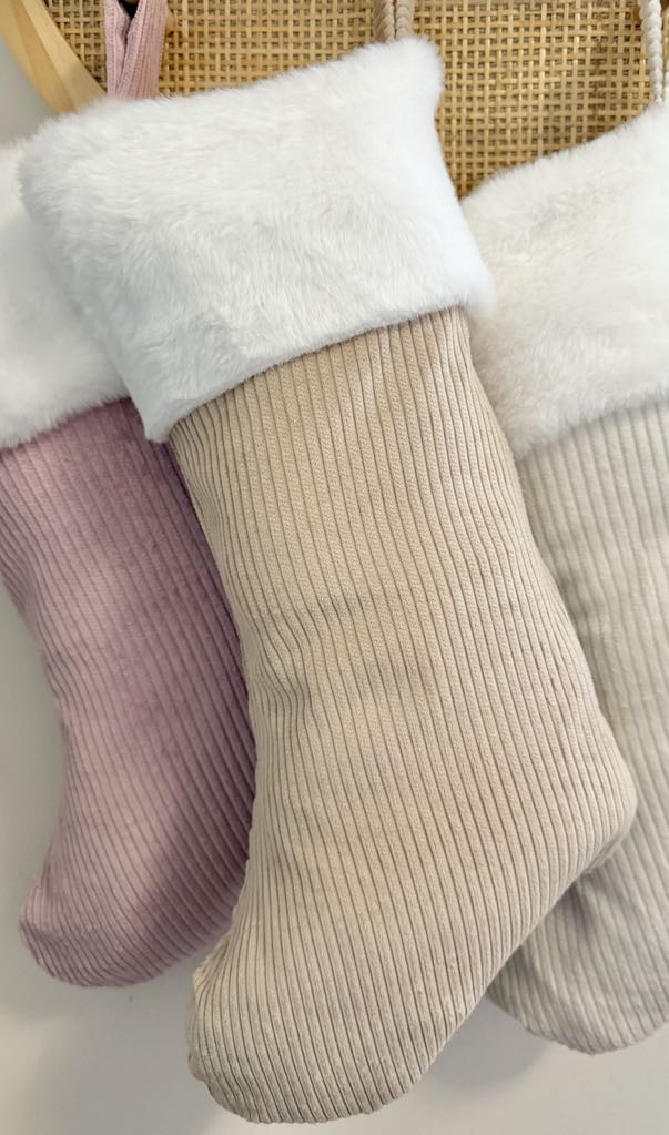Luxury Corduroy Christmas Stocking - Natural Beige